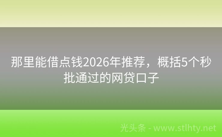 那里能借点钱2026年推荐，概括5个秒批通过的网贷口子