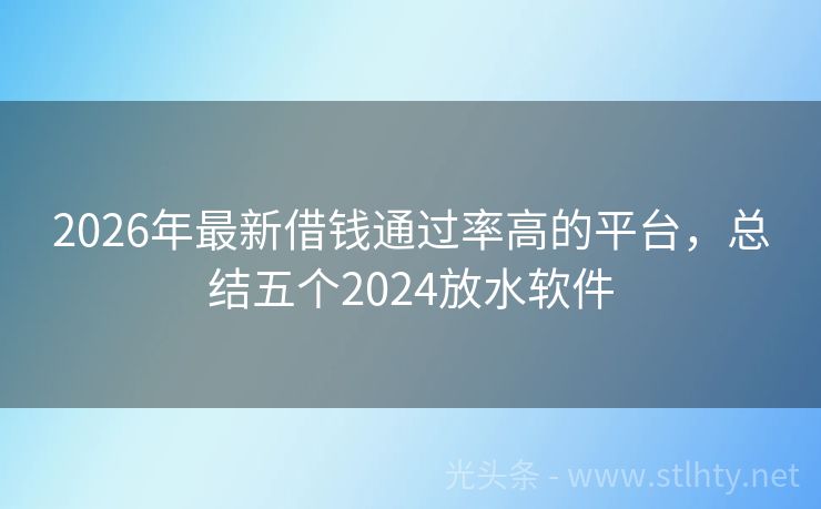 2026年最新借钱通过率高的平台，总结五个2024放水软件