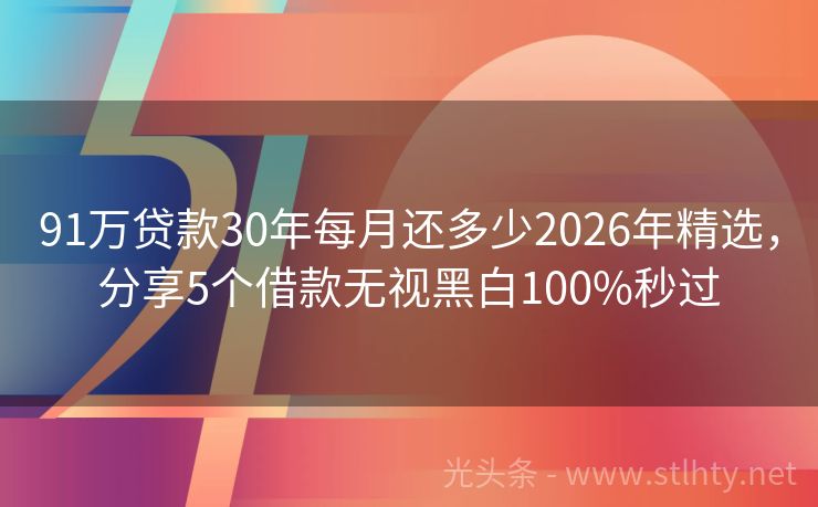 91万贷款30年每月还多少2026年精选，分享5个借款无视黑白100%秒过