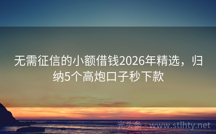 无需征信的小额借钱2026年精选，归纳5个高炮口子秒下款