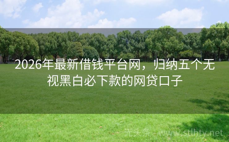 2026年最新借钱平台网，归纳五个无视黑白必下款的网贷口子