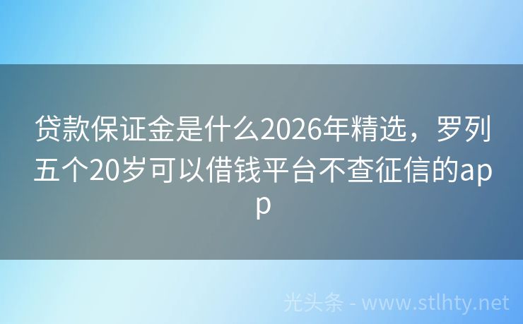 贷款保证金是什么2026年精选，罗列五个20岁可以借钱平台不查征信的app