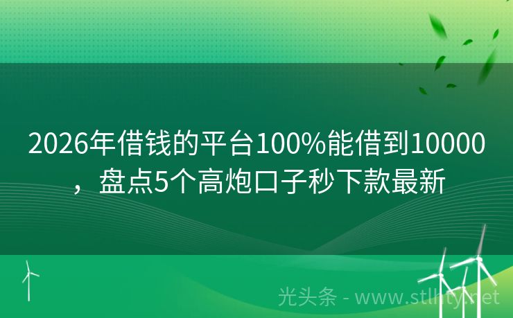 2026年借钱的平台100%能借到10000，盘点5个高炮口子秒下款最新