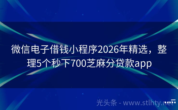 微信电子借钱小程序2026年精选，整理5个秒下700芝麻分贷款app