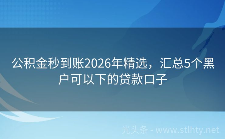 公积金秒到账2026年精选，汇总5个黑户可以下的贷款口子