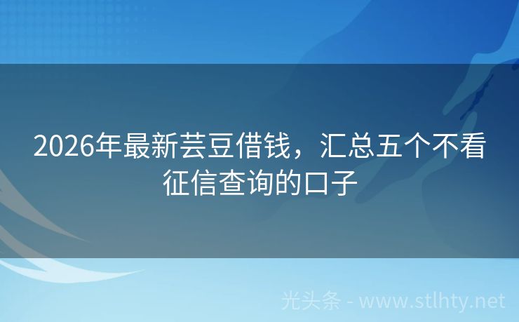 2026年最新芸豆借钱，汇总五个不看征信查询的口子