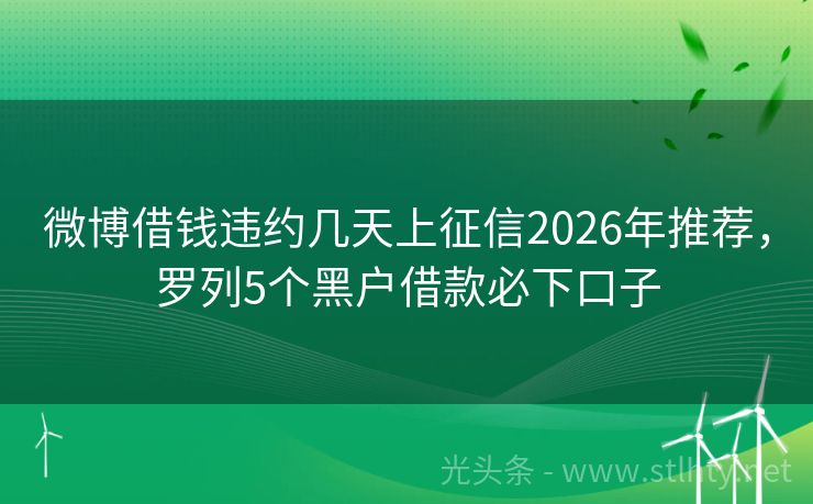 微博借钱违约几天上征信2026年推荐，罗列5个黑户借款必下口子
