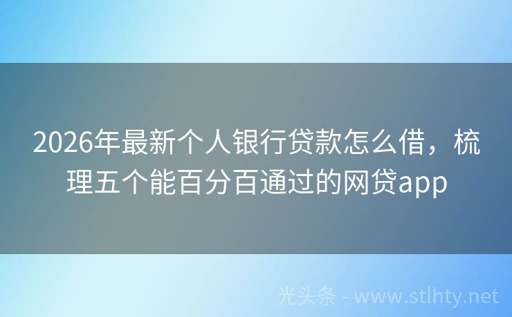 2026年最新个人银行贷款怎么借，梳理五个能百分百通过的网贷app