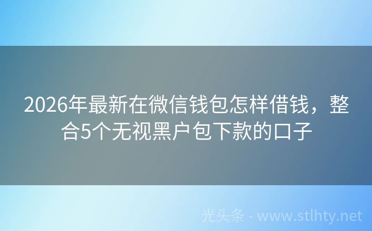 2026年最新在微信钱包怎样借钱，整合5个无视黑户包下款的口子