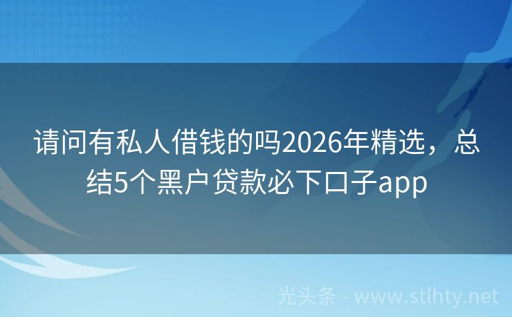 请问有私人借钱的吗2026年精选，总结5个黑户贷款必下口子app
