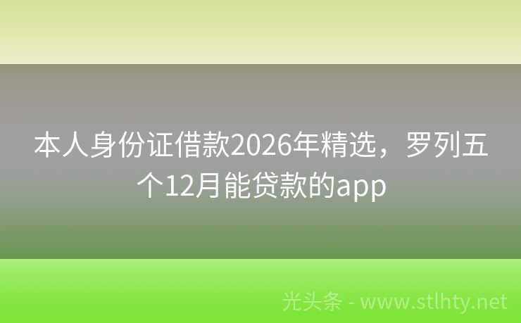 本人身份证借款2026年精选，罗列五个12月能贷款的app