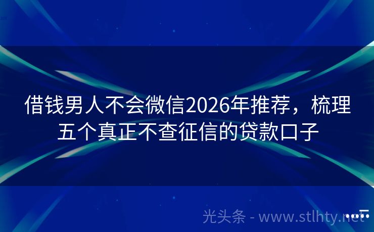 借钱男人不会微信2026年推荐，梳理五个真正不查征信的贷款口子
