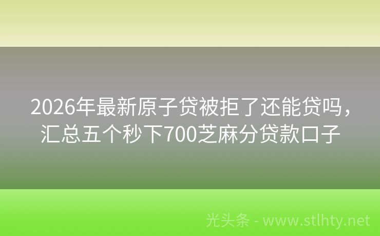 2026年最新原子贷被拒了还能贷吗，汇总五个秒下700芝麻分贷款口子
