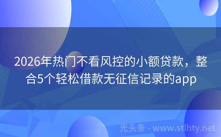 2026年热门不看风控的小额贷款，整合5个轻松借款无征信记录的app