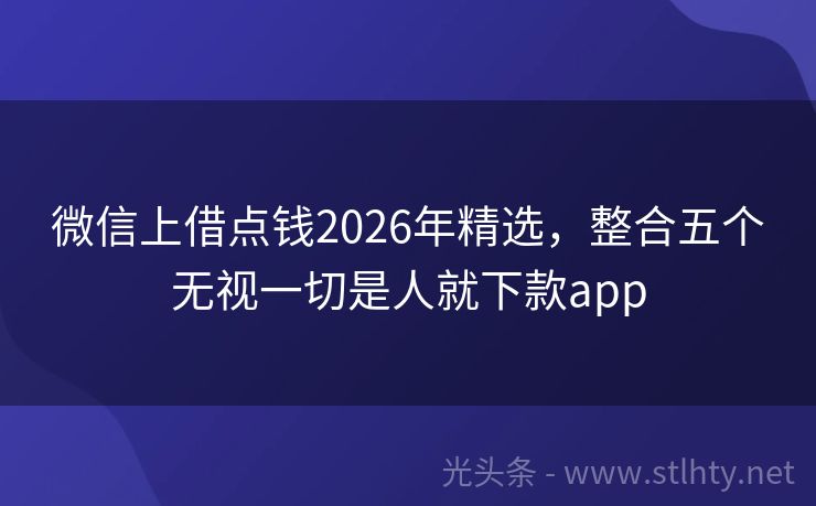 微信上借点钱2026年精选，整合五个无视一切是人就下款app