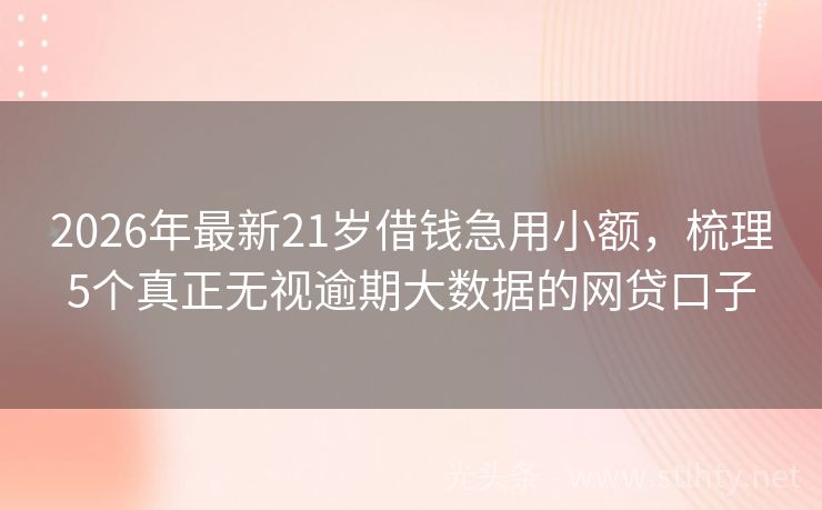 2026年最新21岁借钱急用小额，梳理5个真正无视逾期大数据的网贷口子