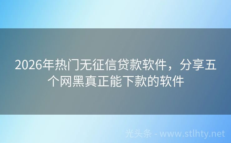 2026年热门无征信贷款软件，分享五个网黑真正能下款的软件
