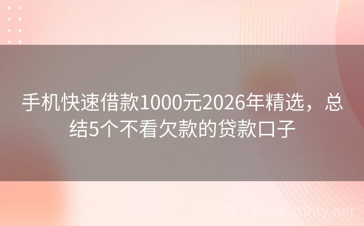 手机快速借款1000元2026年精选，总结5个不看欠款的贷款口子