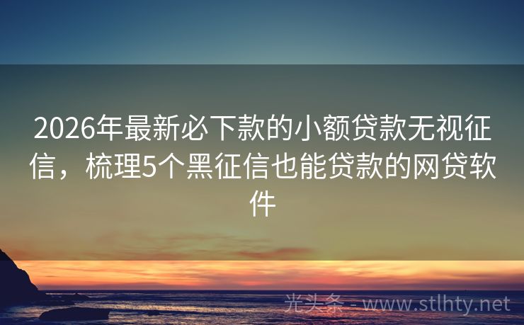 2026年最新必下款的小额贷款无视征信，梳理5个黑征信也能贷款的网贷软件