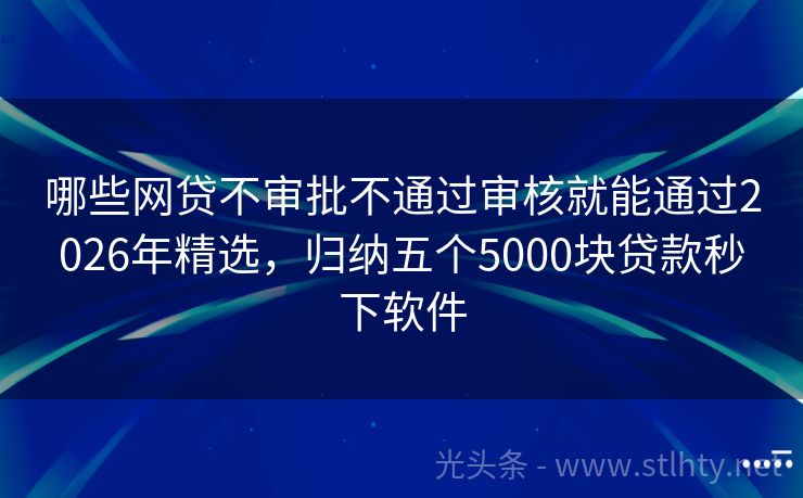 哪些网贷不审批不通过审核就能通过2026年精选，归纳五个5000块贷款秒下软件
