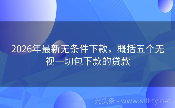 2026年最新无条件下款，概括五个无视一切包下款的贷款