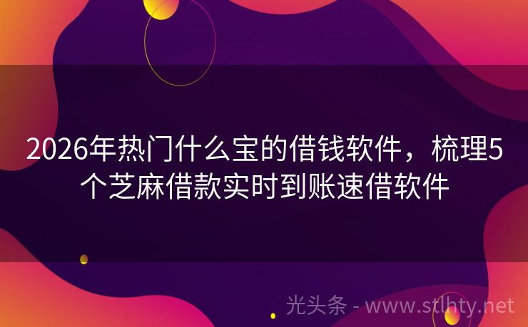 2026年热门什么宝的借钱软件，梳理5个芝麻借款实时到账速借软件