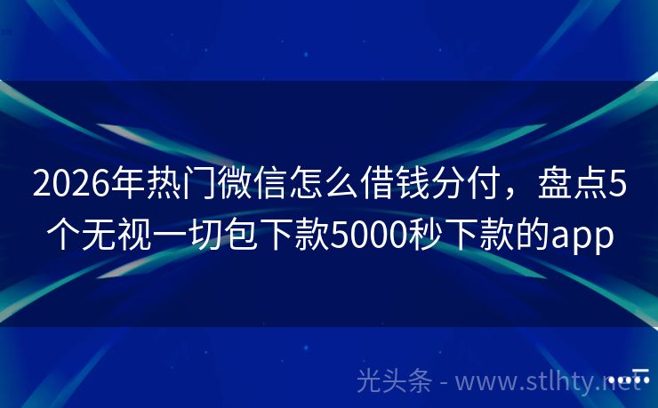 2026年热门微信怎么借钱分付，盘点5个无视一切包下款5000秒下款的app