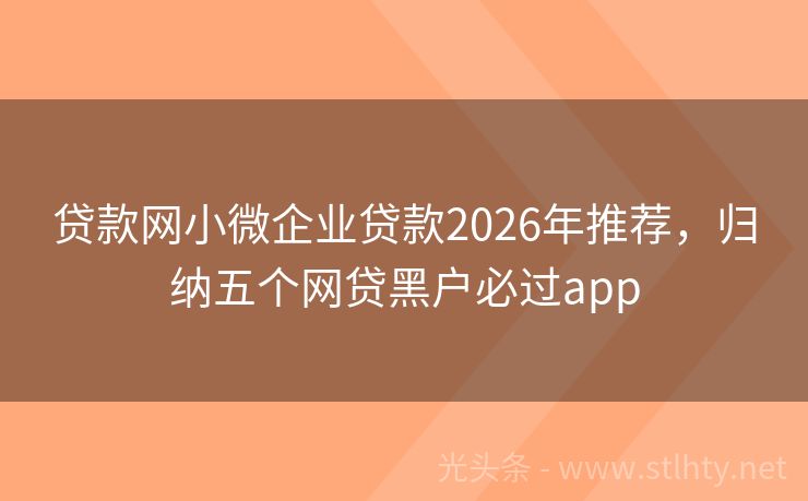 贷款网小微企业贷款2026年推荐，归纳五个网贷黑户必过app