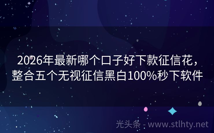 2026年最新哪个口子好下款征信花，整合五个无视征信黑白100%秒下软件
