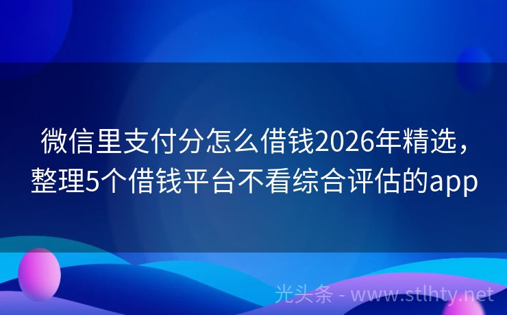 微信里支付分怎么借钱2026年精选，整理5个借钱平台不看综合评估的app