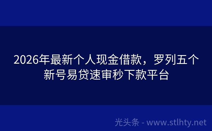 2026年最新个人现金借款，罗列五个新号易贷速审秒下款平台