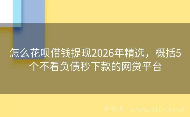 怎么花呗借钱提现2026年精选，概括5个不看负债秒下款的网贷平台