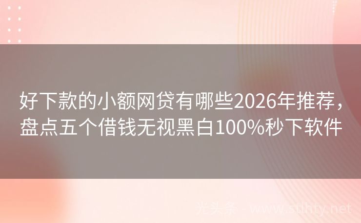好下款的小额网贷有哪些2026年推荐，盘点五个借钱无视黑白100%秒下软件