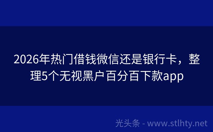 2026年热门借钱微信还是银行卡，整理5个无视黑户百分百下款app