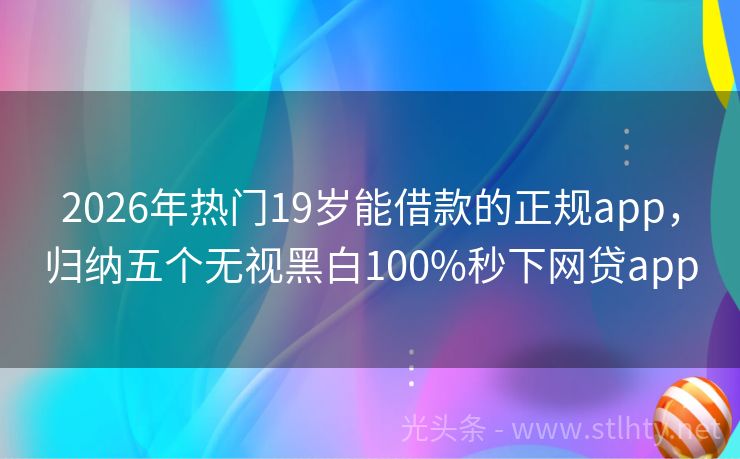 2026年热门19岁能借款的正规app，归纳五个无视黑白100%秒下网贷app