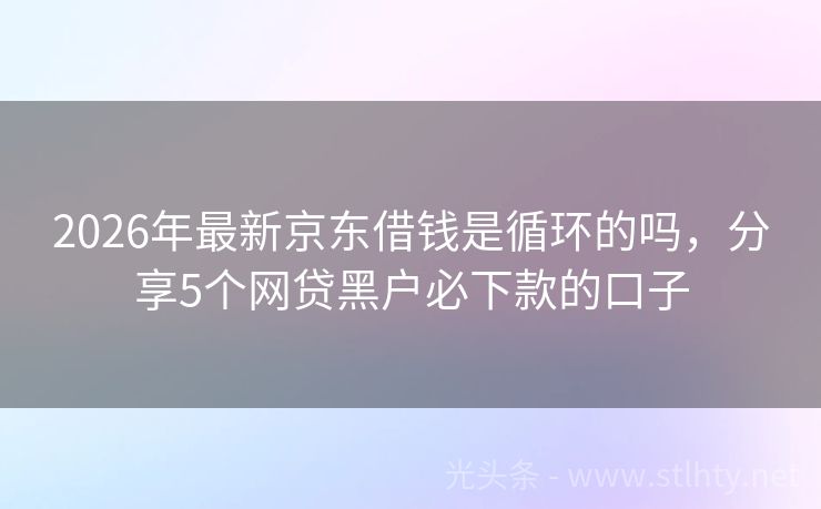 2026年最新京东借钱是循环的吗，分享5个网贷黑户必下款的口子