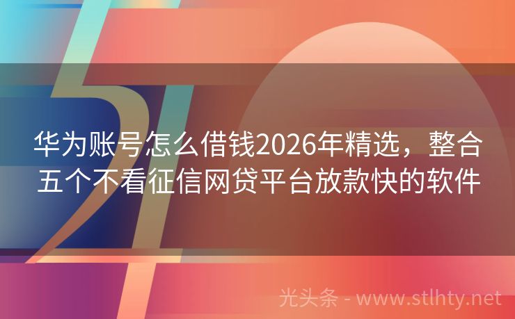 华为账号怎么借钱2026年精选，整合五个不看征信网贷平台放款快的软件