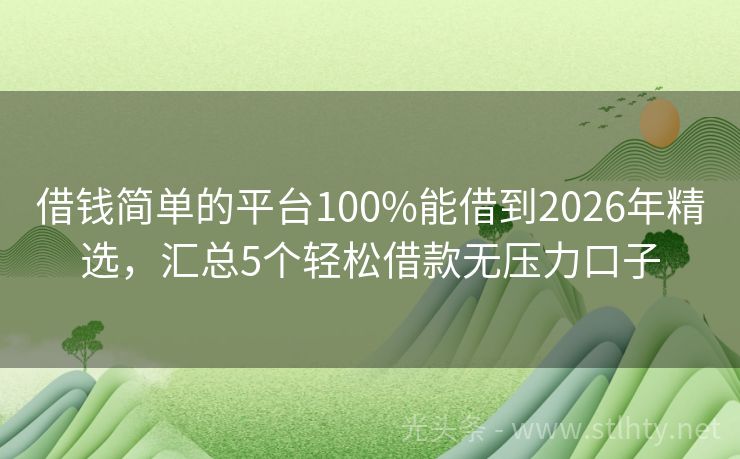 借钱简单的平台100%能借到2026年精选，汇总5个轻松借款无压力口子