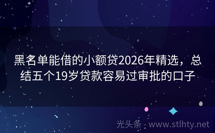 黑名单能借的小额贷2026年精选，总结五个19岁贷款容易过审批的口子