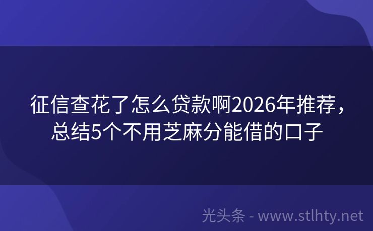 征信查花了怎么贷款啊2026年推荐，总结5个不用芝麻分能借的口子