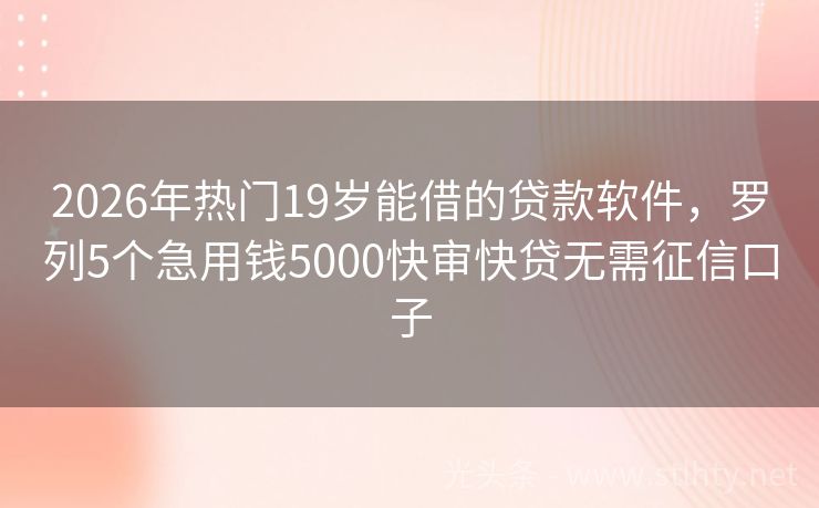 2026年热门19岁能借的贷款软件，罗列5个急用钱5000快审快贷无需征信口子