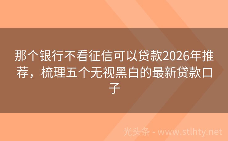 那个银行不看征信可以贷款2026年推荐，梳理五个无视黑白的最新贷款口子