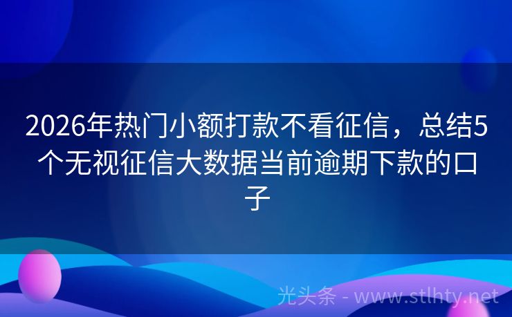 2026年热门小额打款不看征信，总结5个无视征信大数据当前逾期下款的口子