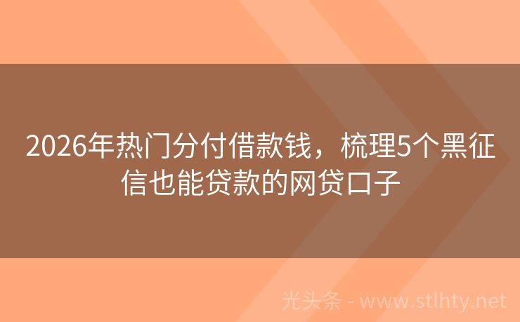 2026年热门分付借款钱，梳理5个黑征信也能贷款的网贷口子