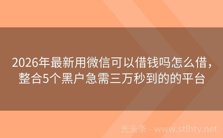 2026年最新用微信可以借钱吗怎么借，整合5个黑户急需三万秒到的的平台