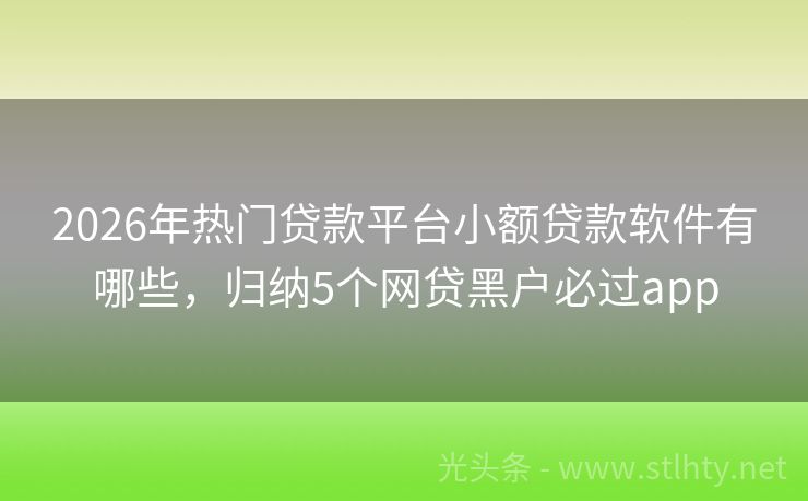 2026年热门贷款平台小额贷款软件有哪些，归纳5个网贷黑户必过app