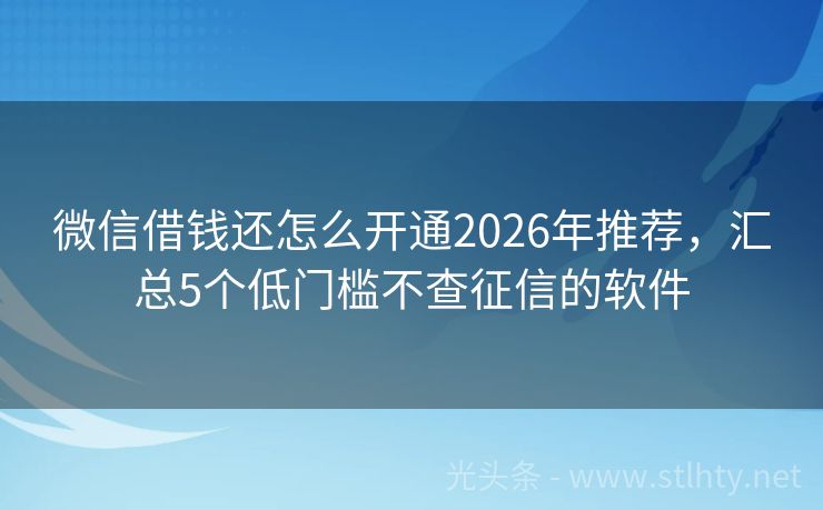 微信借钱还怎么开通2026年推荐，汇总5个低门槛不查征信的软件