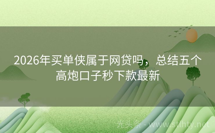 2026年买单侠属于网贷吗，总结五个高炮口子秒下款最新