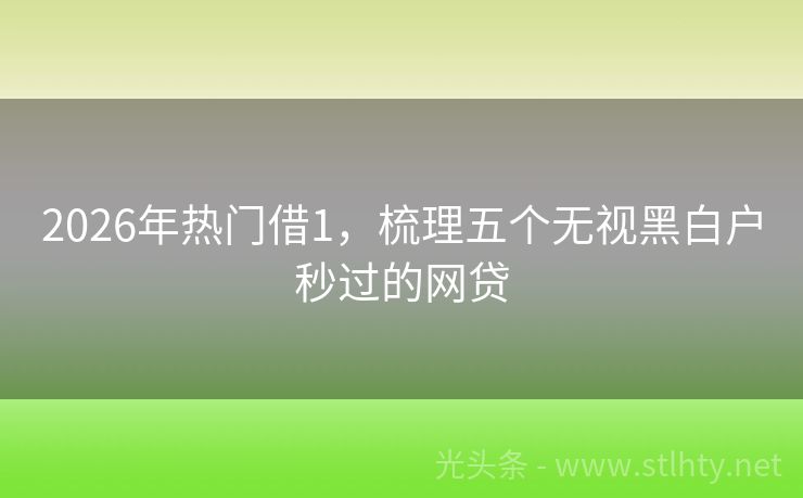 2026年热门借1，梳理五个无视黑白户秒过的网贷