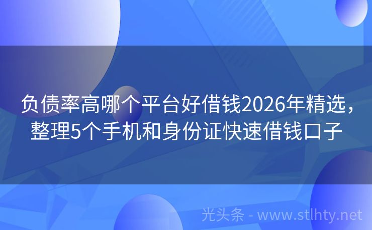 负债率高哪个平台好借钱2026年精选，整理5个手机和身份证快速借钱口子